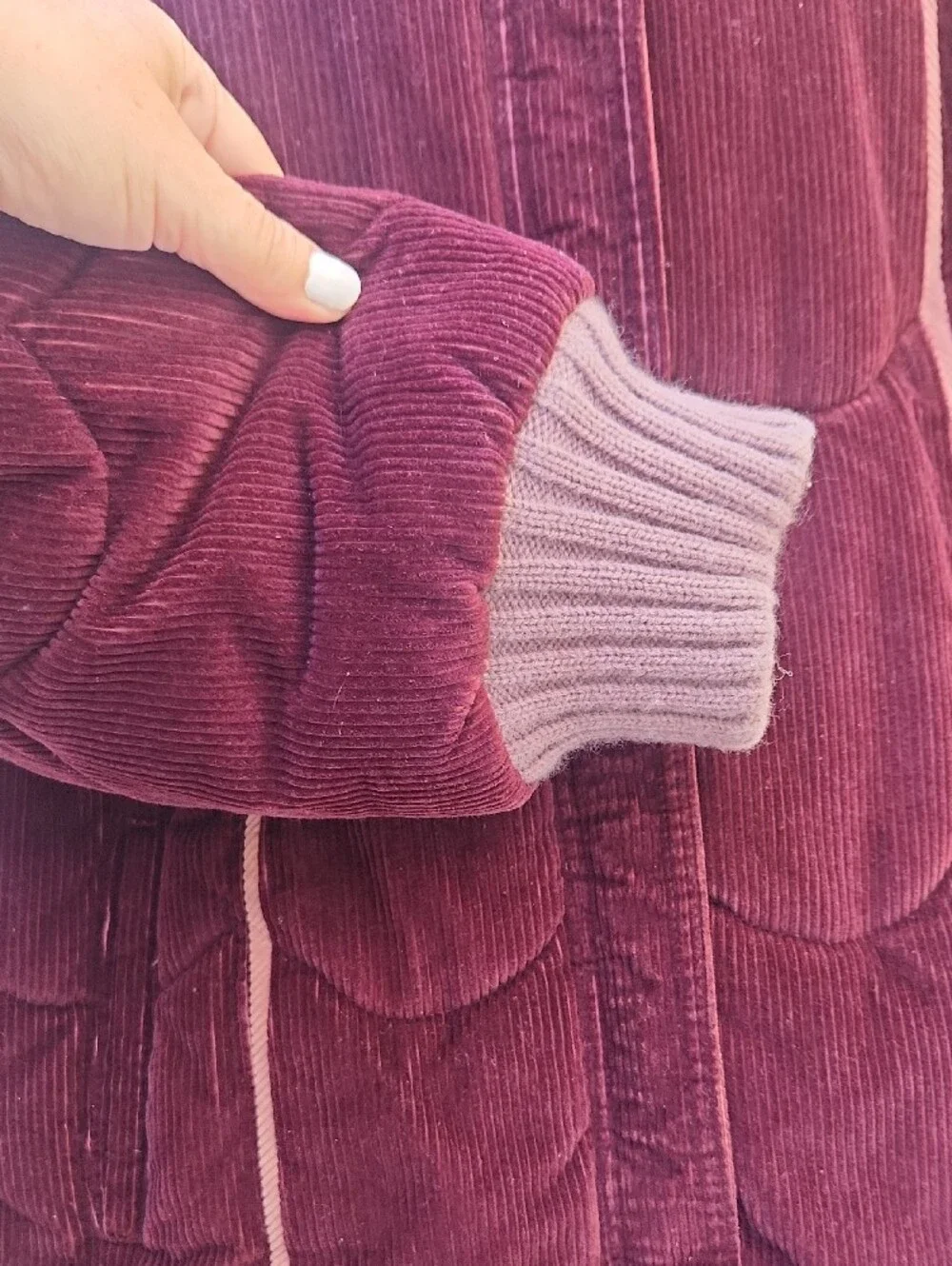 Vintage 80s Mod Maid Wine Wide-wale Corduroy Quilted Puffer Coat Retro M
